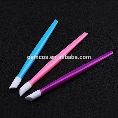 Colored Hard Rubber Tipped Plastic Handle Nail Art Tool Cuticle Pusher Remover Cleaner